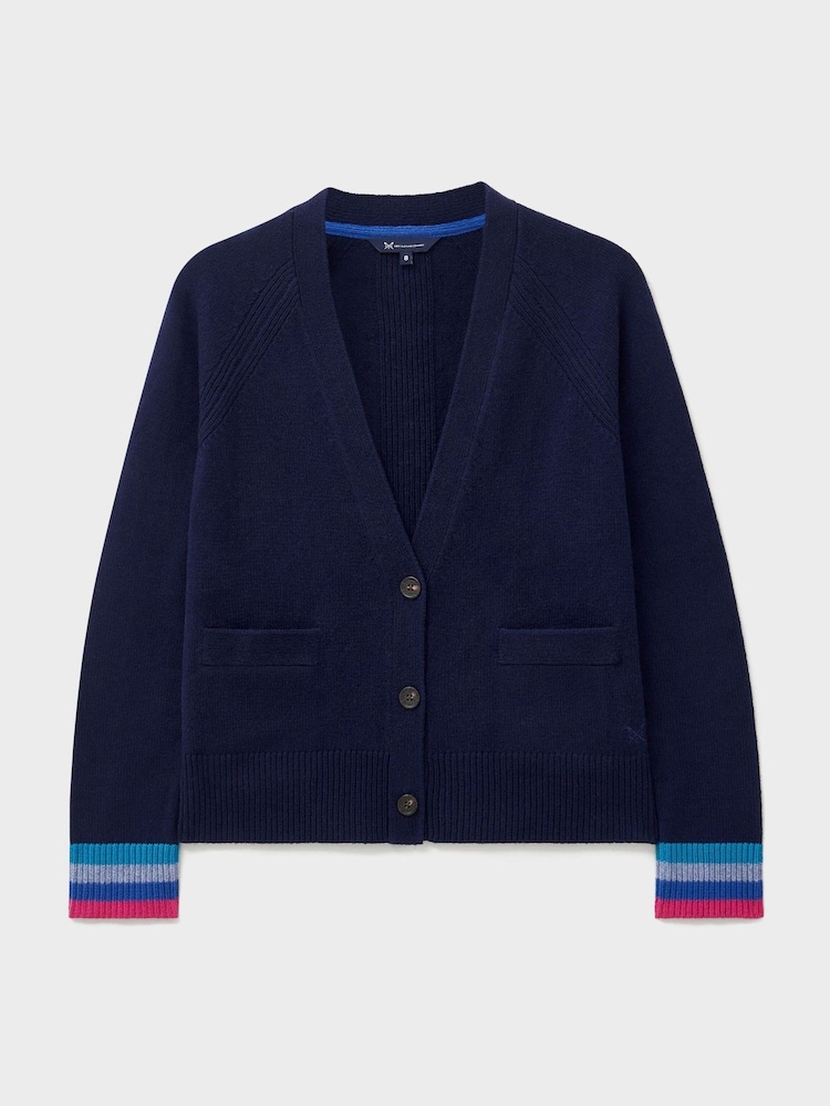 Crew Clothing Company Blue Harmony Relaxed V-Neck Cardigan - Image 5 of 5 Crew Clothing Company Blue Harmony Relaxed V-Neck Cardigan - Image 5 of 5