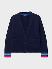 Crew Clothing Blue Harmony Relaxed V-Neck Cardigan - Image 6 of 6