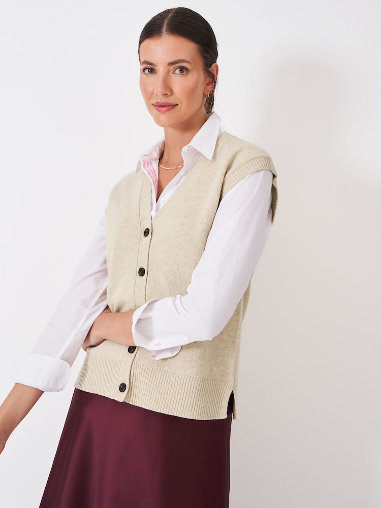 Crew Clothing Company Natural Harmony Button-Through V-Neck Vest - Image 1 of 5 Crew Clothing Company Natural Harmony Button-Through V-Neck Vest - Image 1 of 5