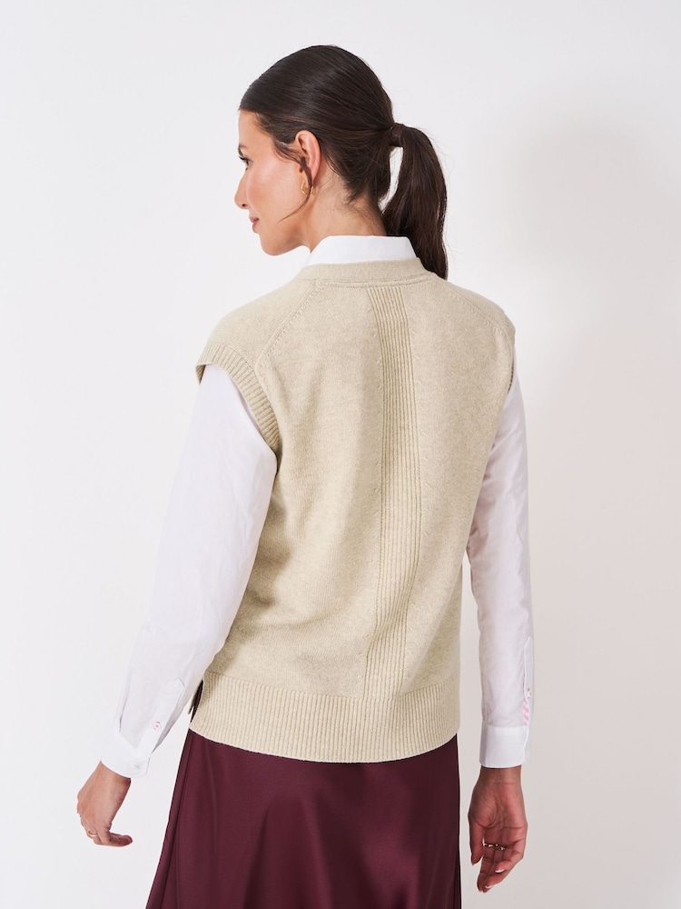 Crew Clothing Company Natural Harmony Button-Through V-Neck Vest - Image 2 of 5 Crew Clothing Company Natural Harmony Button-Through V-Neck Vest - Image 2 of 5