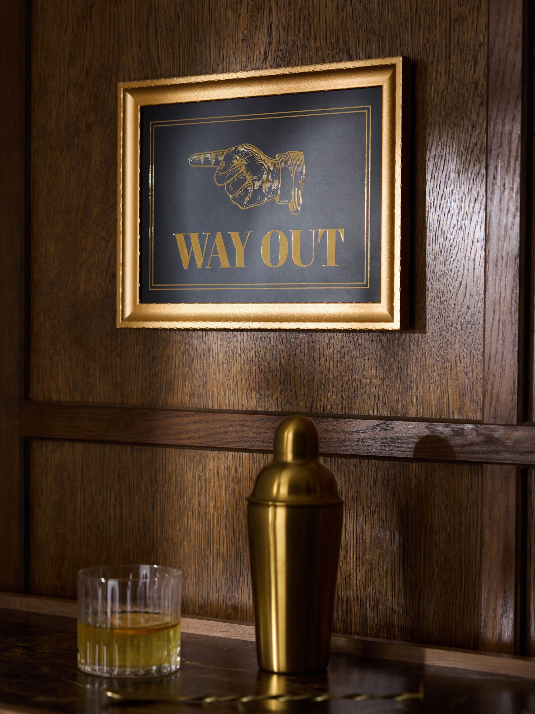 Buy Gold Way Out Sign Wall Art from the Next UK online shop