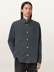 AllSaints Black Bodhi Long Sleeve Overshirt - Image 6 of 8