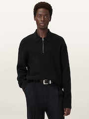 AllSaints Jakob Long Sleeve Polo Shirt - Imagen 1 de 7