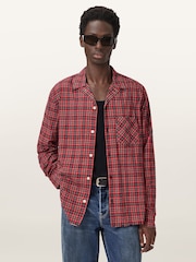AllSaints Red Felix Long Sleeve Shirt - Image 1 of 7