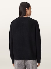 AllSaints Black Curv Crew Jumper - Image 2 of 8