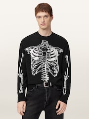 AllSaints Black Skelli Crew Jumper - Image 1 of 8