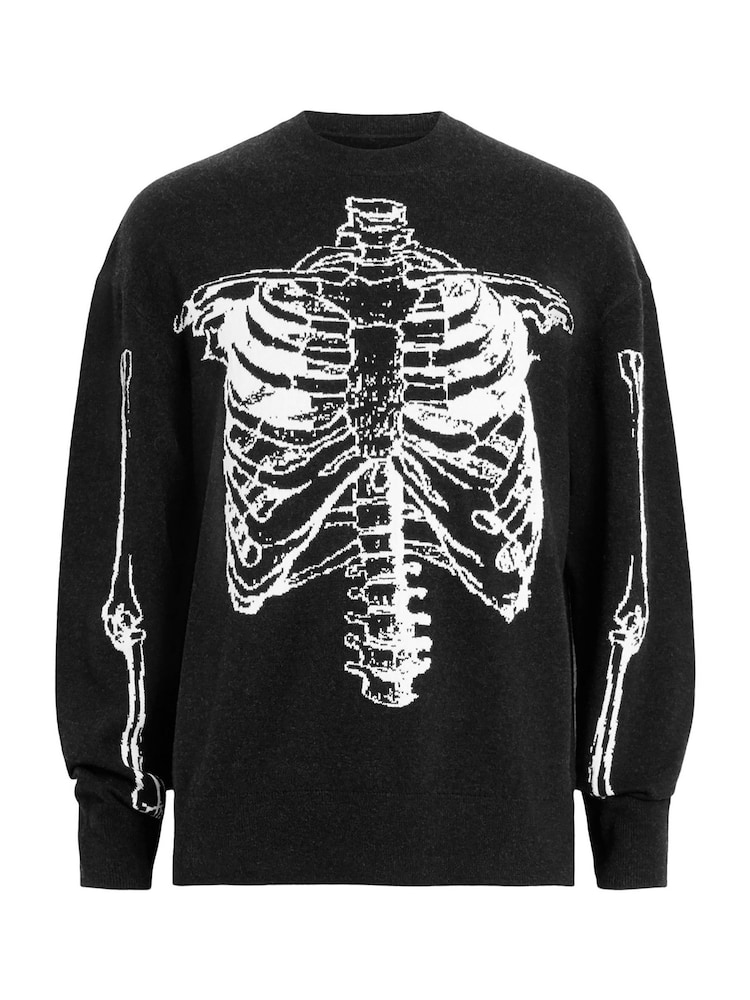 AllSaints Black Skelli Crew Jumper - Image 8 of 8