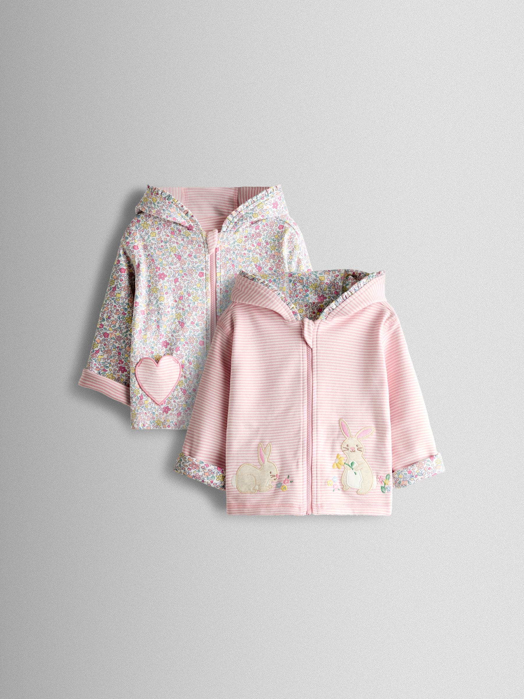 Buy JoJo Maman Bébé Light Pink Bunny Ditsy Reversible Hoodie from