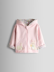 JoJo Maman Bébé Light Pink Bunny Ditsy Reversible Hoodie - Image 2 of 9
