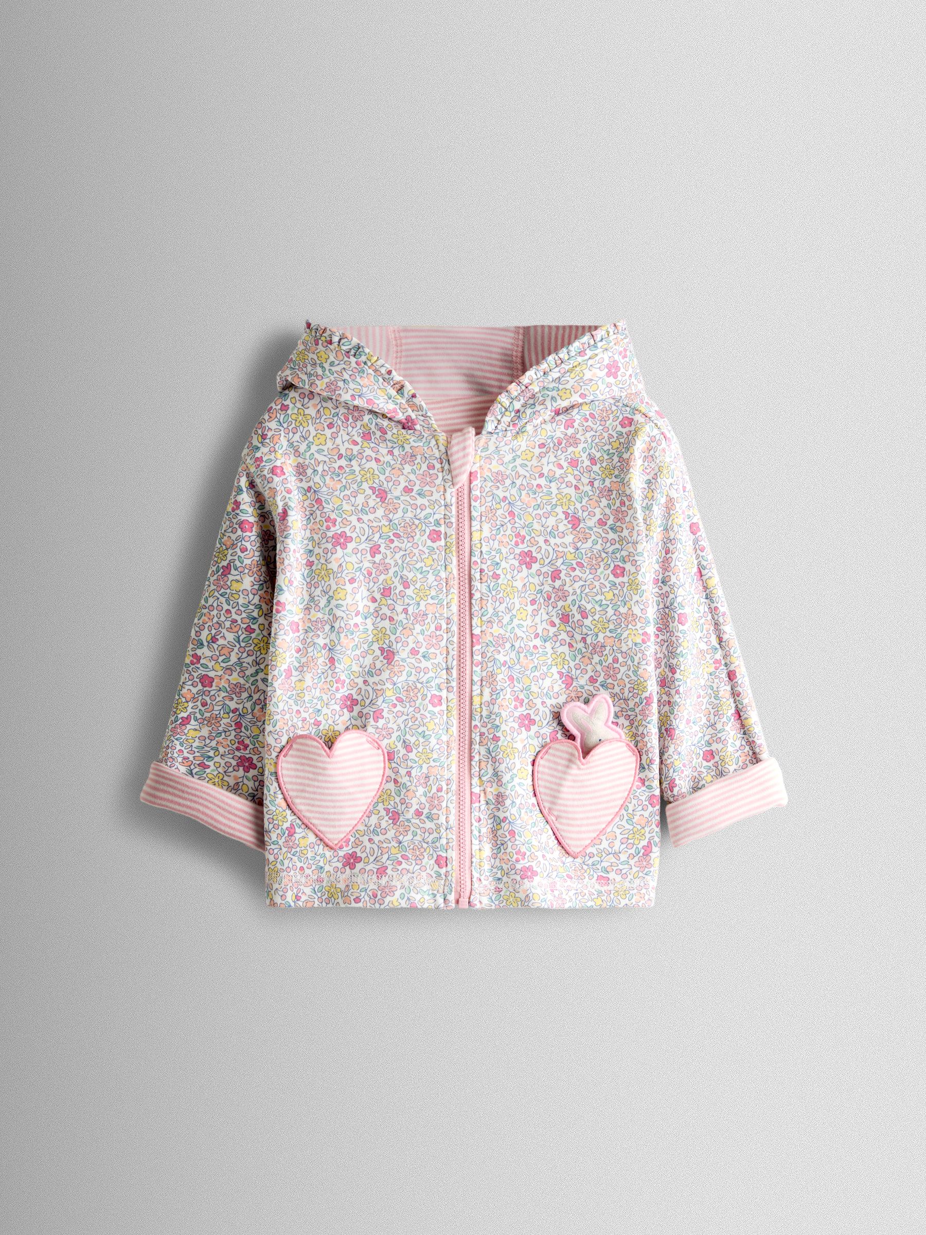 Buy JoJo Maman Bébé Light Pink Bunny Ditsy Reversible Hoodie from