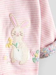 JoJo Maman Bébé Light Pink Bunny Ditsy Reversible Hoodie - Image 8 of 9