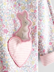 JoJo Maman Bébé Light Pink Bunny Ditsy Reversible Hoodie - Image 9 of 9
