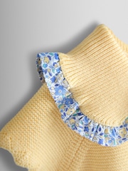 JoJo Maman Bébé Yellow Floral Embroidered Frill Collar Knitted Combo Dress - Image 3 of 4