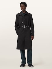 AllSaints Black Bastille Trench Coat - Image 3 of 8