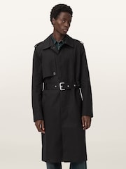 AllSaints Black Bastille Trench Coat - Image 4 of 8