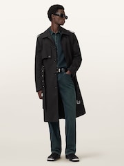 AllSaints Black Bastille Trench Coat - Image 5 of 8