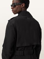 AllSaints Black Bastille Trench Coat - Image 6 of 8