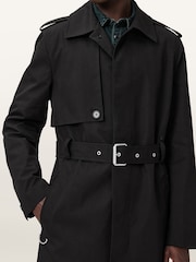 AllSaints Black Bastille Trench Coat - Image 7 of 8