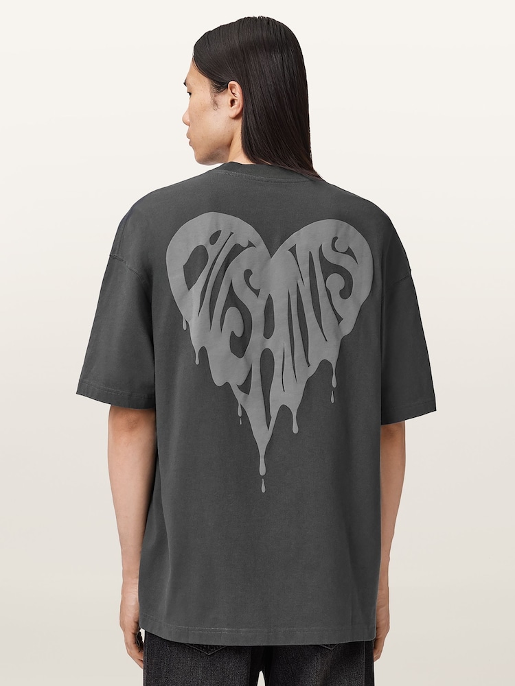 AllSaints Black Trip Short Sleeve Crew T-Shirt - Image 2 of 9