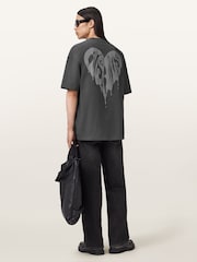AllSaints Black Trip Short Sleeve Crew T-Shirt - Image 3 of 9