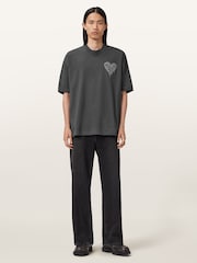 AllSaints Black Trip Short Sleeve Crew T-Shirt - Image 4 of 9
