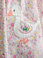 JoJo Maman Bébé Pink Floral Duck Appliqué Pocket Sleeveless Dress - Image 4 of 4