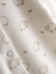 JoJo Maman Bébé Green Sheep Cotton Footed 3 Pack Sleepsuit - Image 10 of 10