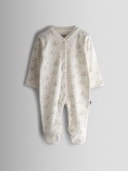 JoJo Maman Bébé Green Sheep Cotton Footed 3 Pack Sleepsuit - Image 6 of 10