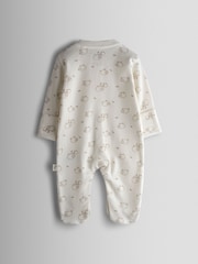 JoJo Maman Bébé Green Sheep Cotton Footed 3 Pack Sleepsuit - Image 7 of 10