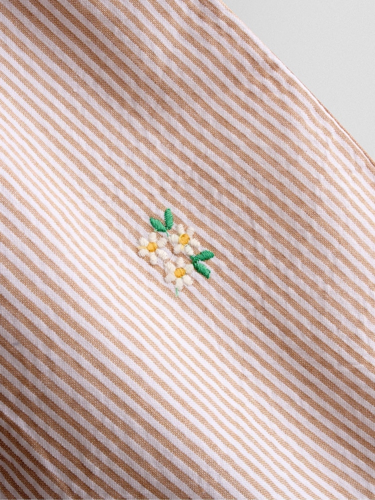 JoJo Maman Bébé Natural Frill Shoulder Embroidered Romper - Image 4 of 4 JoJo Maman Bébé Natural Frill Shoulder Embroidered Romper - Image 4 of 4