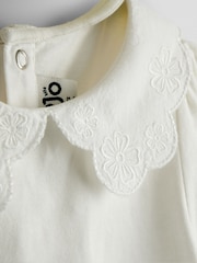 JoJo Maman Bébé Rose Pink Broderie Collar T-Shirt & Printed Tulle Skirt Set - Image 6 of 7