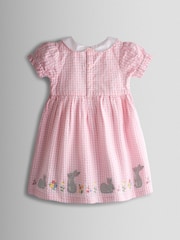 JoJo Maman Bébé Light Pink Bunny Appliqué Smocked Dress - Image 3 of 7