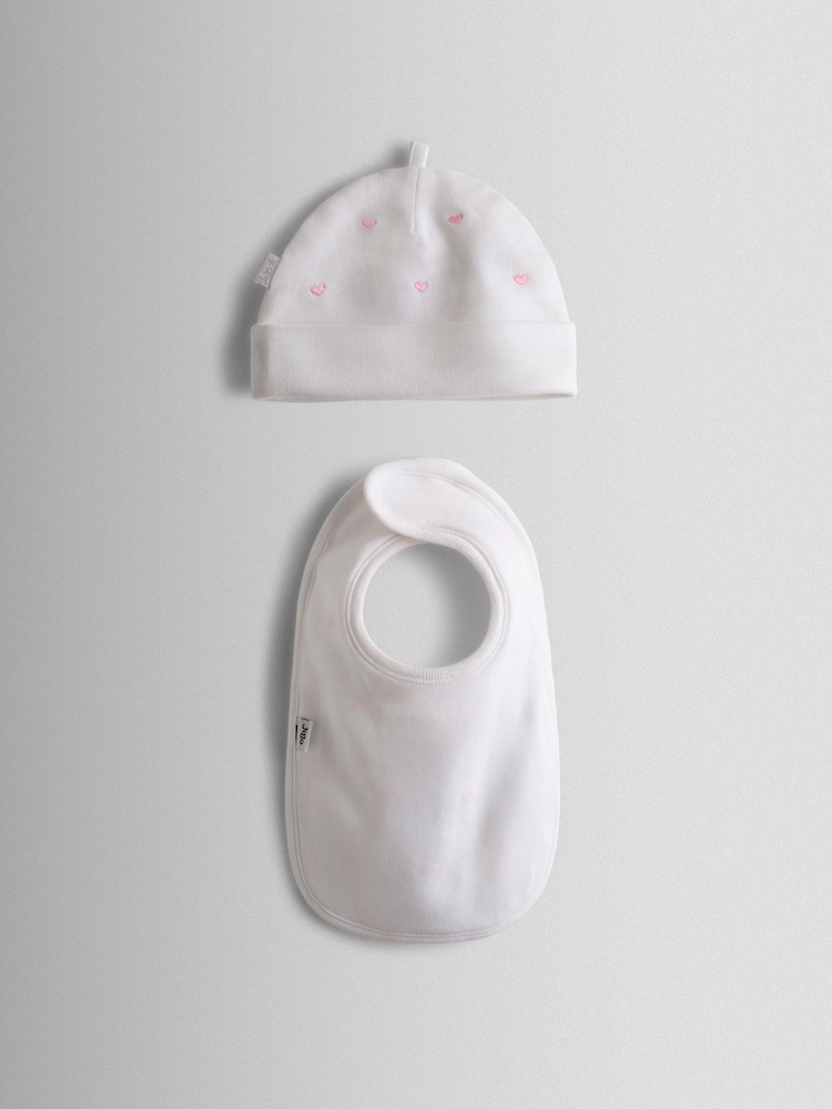 JoJo Maman Bébé Embroidered Hat and Bib Set - صورة 2 من 4