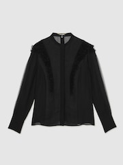 Atelier Black Gigi Atelier Sheer Ruffle-Trim Blouse - Image 2 of 6