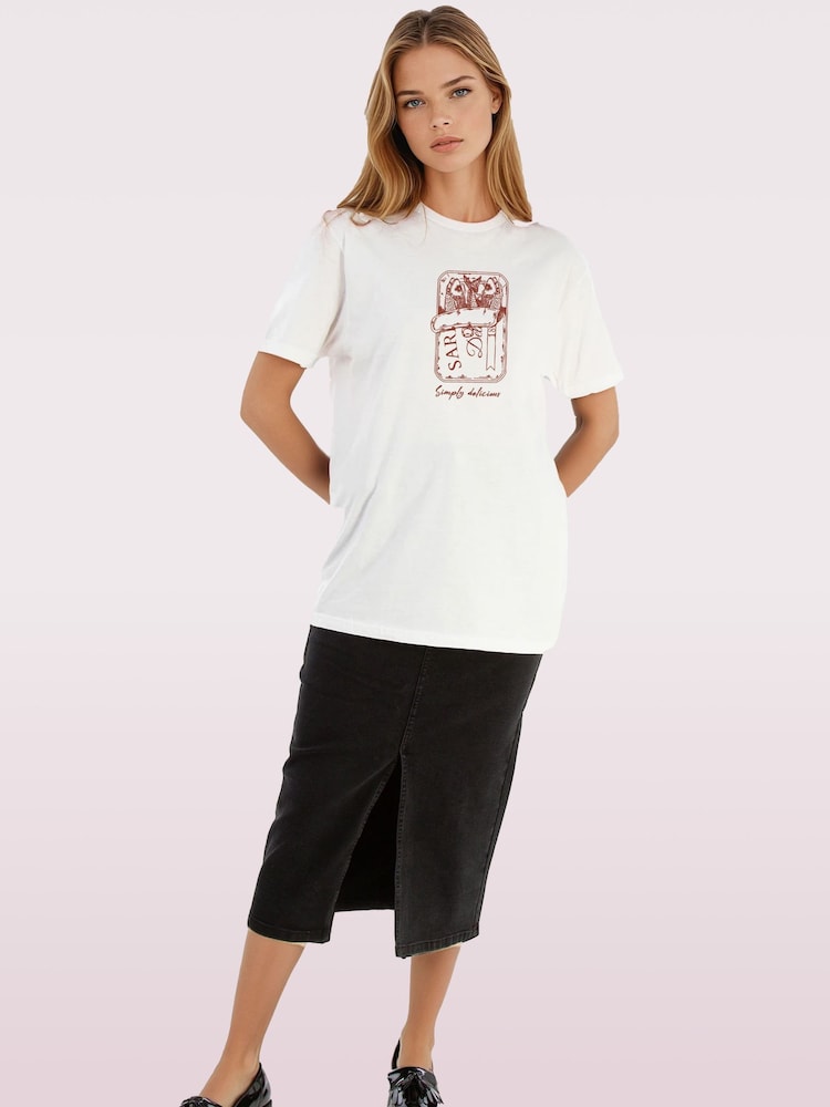 Brands In White Sardines Simply Delicious Graphic T-Shirt - Image 2 of 5
