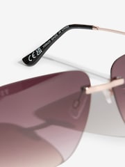 Lipsy Black Square Rimless Sunglasses - Image 5 of 5