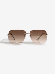 Lipsy Brown Square Rimless Sunglasses - Image 1 of 3
