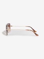 Lipsy Brown Square Rimless Sunglasses - Image 2 of 3
