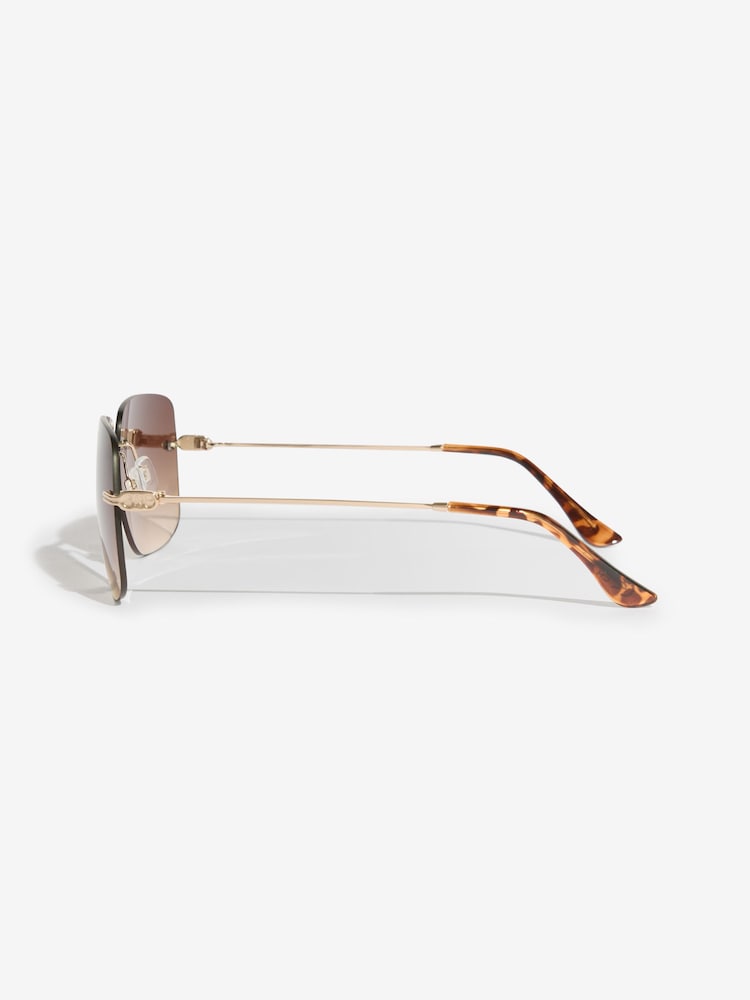 Lipsy Brown Square Rimless Sunglasses - Image 2 of 3