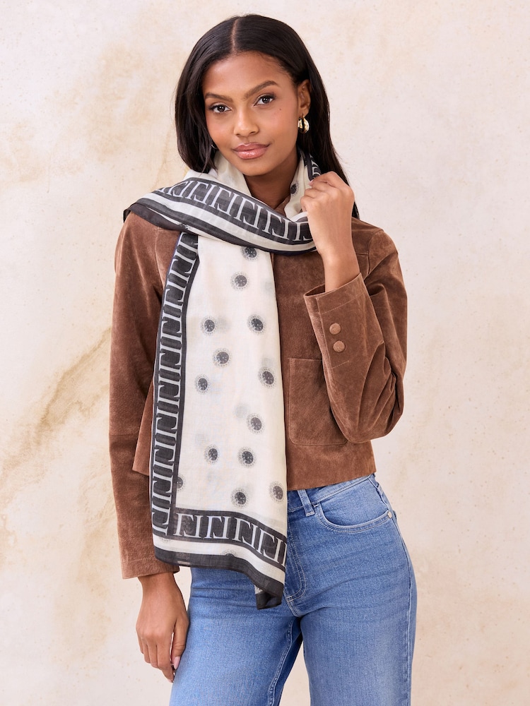 Lipsy Ivory Polka Dot Lightweight Printed Scarf - Image 1 of 1