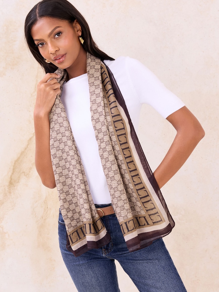 Lipsy Monochrome Logo Lightweight Printed Scarf - Image 1 of 1