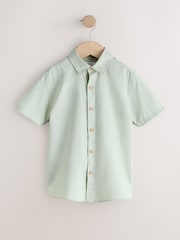 Green Short Sleeve Linen Blend Shirt (3-16yrs) - Image 1 of 4