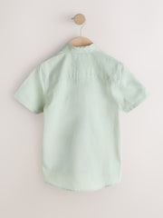 Green Short Sleeve Linen Blend Shirt (3-16yrs) - Image 2 of 4