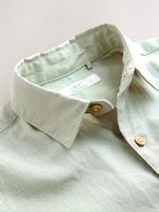 Green Short Sleeve Linen Blend Shirt (3-16yrs) - Image 3 of 4