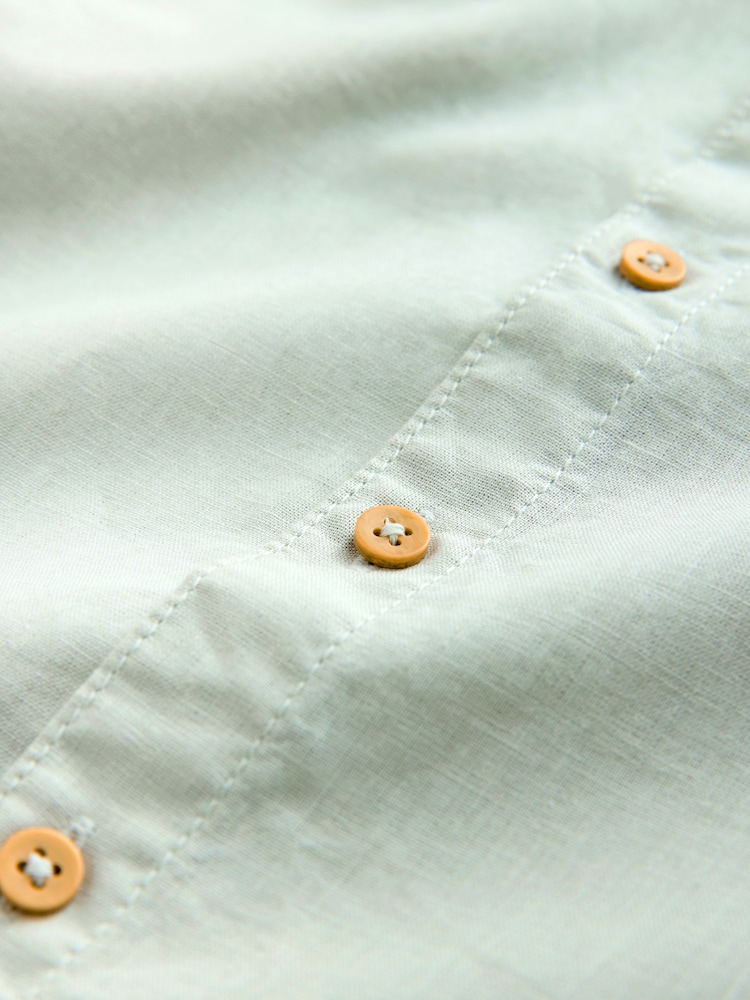 Green Short Sleeve Linen Blend Shirt (3-16yrs) - Image 4 of 4 Green Short Sleeve Linen Blend Shirt (3-16yrs) - Image 4 of 4