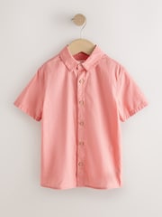 Coral Pink Short Sleeve Linen Blend Shirt (3-16yrs) - Image 1 of 4