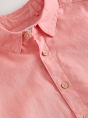 Coral Pink Short Sleeve Linen Blend Shirt (3-16yrs) - Image 3 of 4