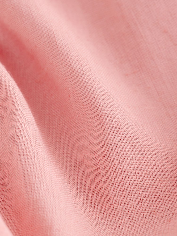 Coral Pink Short Sleeve Linen Blend Shirt (3-16yrs) - Image 4 of 4