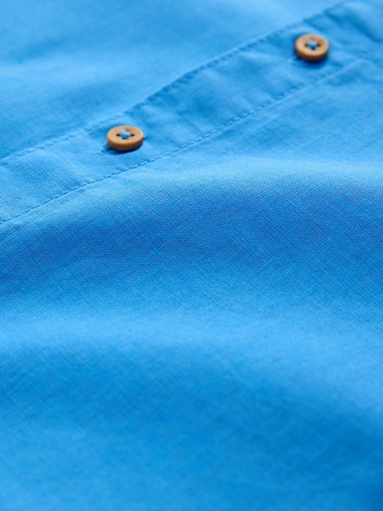 Azul brillante - Camisa de mezcla de lino de manga corta (3-16años) - Imagen 4 de 4