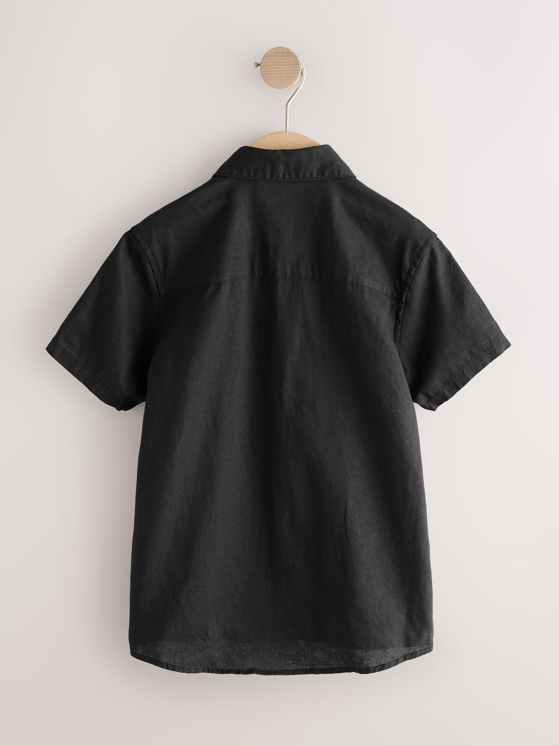 Buy Black Short Sleeve Linen Blend Shirt (3-16yrs) from Next Romania
